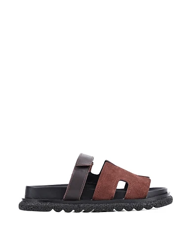 Женские шлепанцы Attizzare кожаные коричневые - фото 1 - Miraton