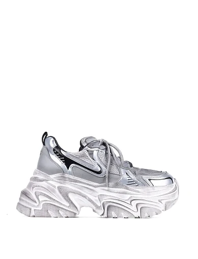 Женские кроссовки MIRATON кожаные серебряного цвета - фото 1 - Miraton