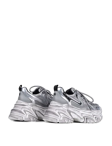 Женские кроссовки MIRATON кожаные серебряного цвета - фото 4 - Miraton