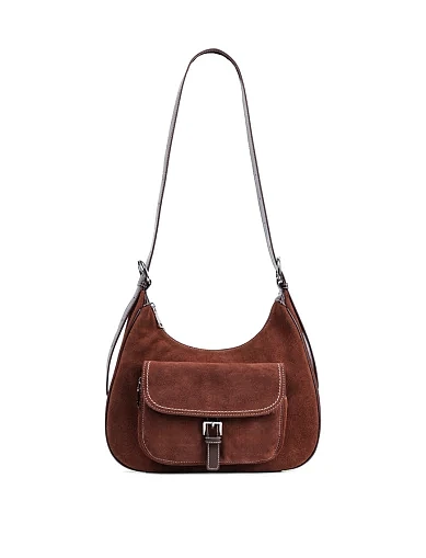 Жіноча сумка через плече MIRATON замшева коричнева(9099-1) - фото 2 - Miraton