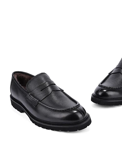 Чоловічі туфлі лофери шкіряні чорні (9368D-103-305AM) - фото 2 - Miraton