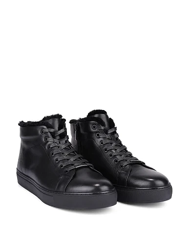 Мужские ботинки кожаные черные - фото 2 - Miraton