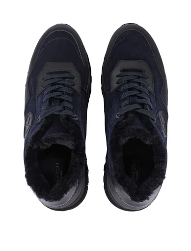 Мужские кроссовки кожаные синие - фото 2 - Miraton