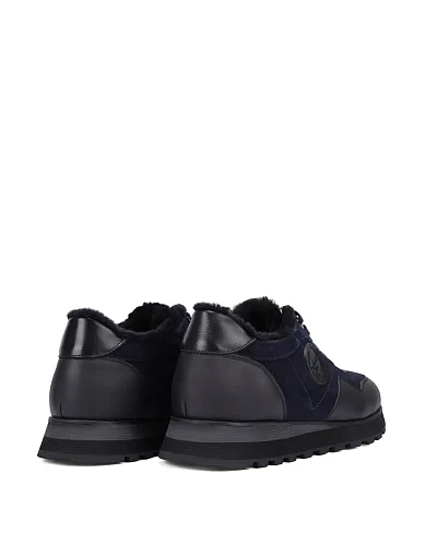 Мужские кроссовки кожаные синие - фото 4 - Miraton