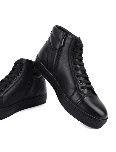 Мужские ботинки MIRATON кожаные черные - фото 2 - Miraton