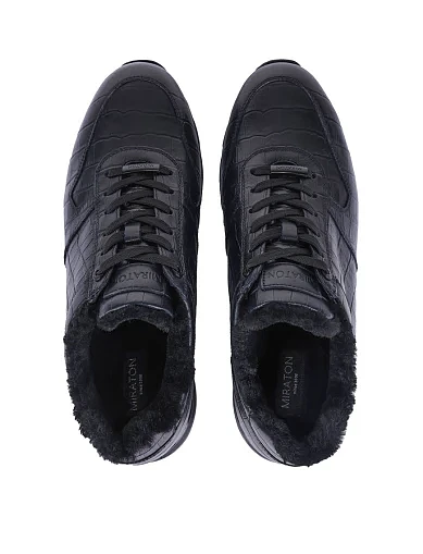 Мужские кроссовки кожаные синие - фото 2 - Miraton