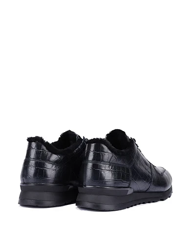 Мужские кроссовки кожаные синие - фото 4 - Miraton