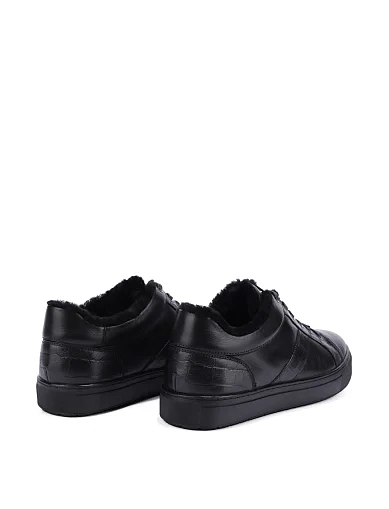 Мужские кеды кожаные черные - фото 4 - Miraton