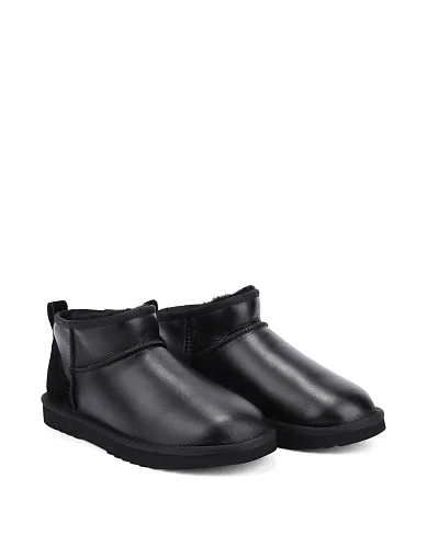 Мужские угги кожаные черные - фото 3 - Miraton