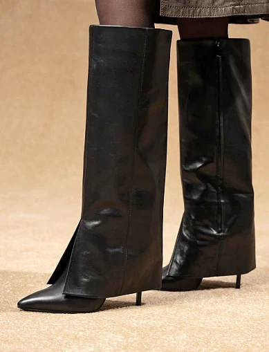 Женские сапоги MIRATON кожаные черные - фото 2 - Miraton