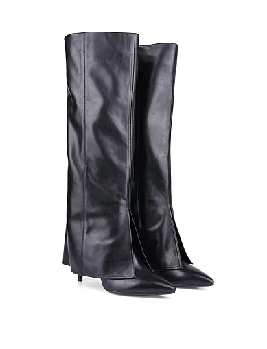 Женские сапоги MIRATON кожаные черные - фото 3 - Miraton