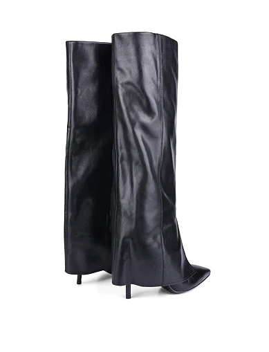 Женские сапоги MIRATON кожаные черные - фото 6 - Miraton