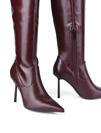 Женские ботфорты MIRATON из искусственной кожи бордовые - фото 3 - Miraton