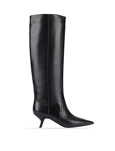 Женские сапоги кожаные черные - фото 2 - Miraton