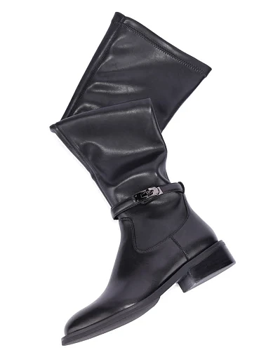 Женские ботфорты Attizzare из искусственной кожи черные - фото 2 - Miraton