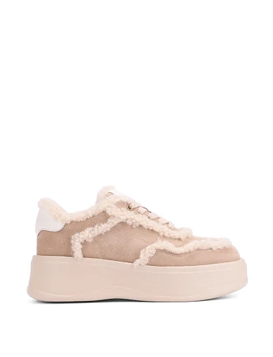 Женские кеды MIRATON велюровые бежевые - фото 2 - Miraton