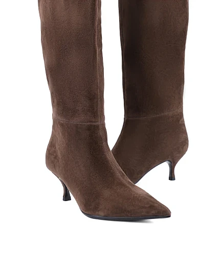 Женские сапоги MIRATON велюровые коричневые - фото 3 - Miraton