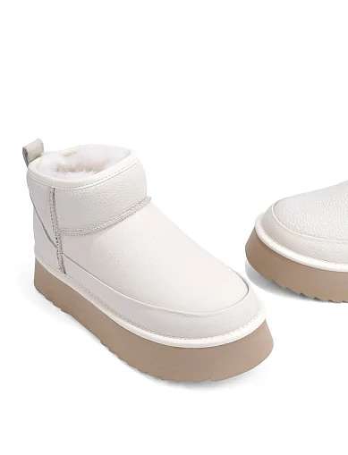 Женские угги MIRATON кожаные белые - фото 2 - Miraton