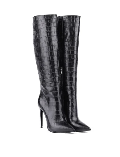 Женские сапоги MIRATON кожаные черные - фото 2 - Miraton