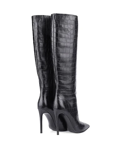 Женские сапоги MIRATON кожаные черные - фото 3 - Miraton