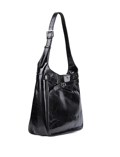 Женская сумка через плечо MIRATON кожаная черная - фото 2 - Miraton