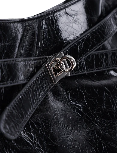 Женская сумка через плечо MIRATON кожаная черная - фото 4 - Miraton