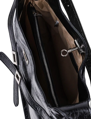 Женская сумка через плечо MIRATON кожаная черная - фото 5 - Miraton