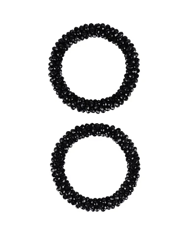 Комплект з 2 резинок MIRATON з намистин чорні(WW-1) - фото 1 - Miraton