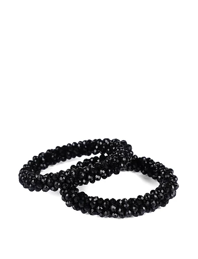 Комплект з 2 резинок MIRATON з намистин чорні(WW-1) - фото 2 - Miraton