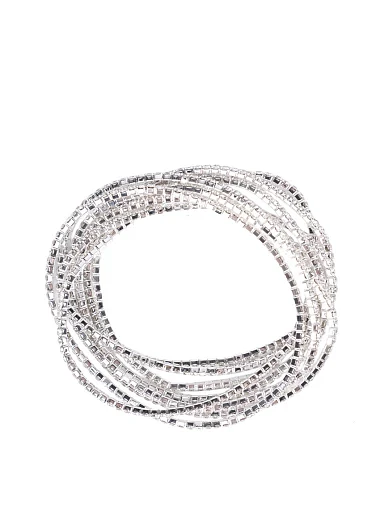 Браслет MIRATON багатошаровий з кристалами сріблястий - фото 2 - Miraton