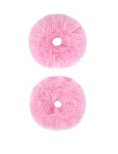 Комплект з 2 резинок MIRATON з хутра рожеві(KJ-3) - фото 1 - Miraton