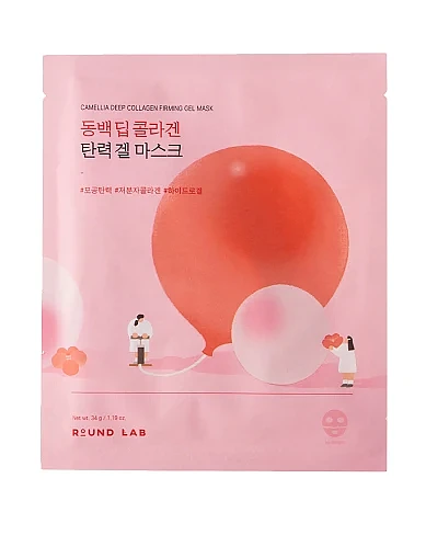 Гелева маска з колагеном ROUND LAB Camellia Deep Collagen Firming Gel Mask, 34 ml(ROUND LAB Camellia Deep Collagen Firming Gel Mask,) - фото 1 - Miraton
