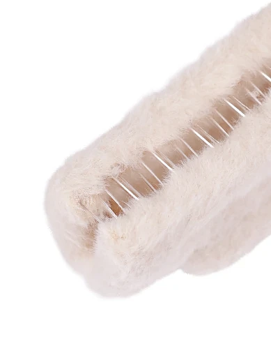 Заколка-краб MIRATON бежевая с мехом - фото 3 - Miraton