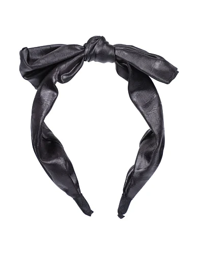 Обруч MIRATON чорний в екошкірі з бантом(FK-7) - фото 1 - Miraton