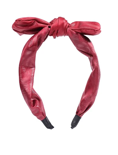 Обруч MIRATON червоний в екошкірі з бантом(FK-8) - фото 1 - Miraton