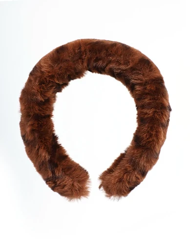 Обруч MIRATON коричневий з хутром(FK-11) - фото 1 - Miraton