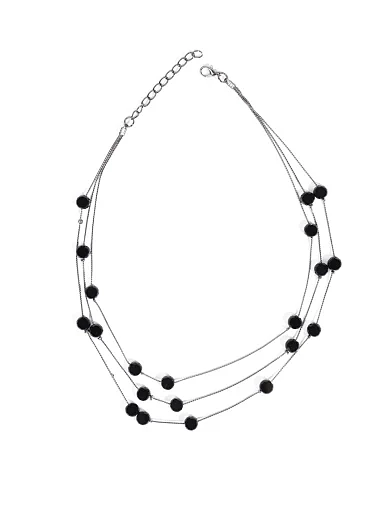 Ожерелье MIRATON многоярусное с черными кристаллами - фото 1 - Miraton