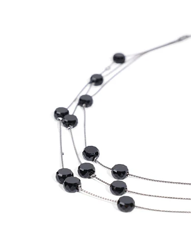 Ожерелье MIRATON многоярусное с черными кристаллами - фото 2 - Miraton