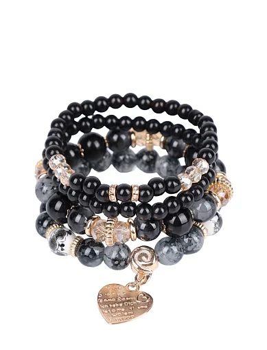 Мікс 4-х браслетів MIRATON чорно-сірі - фото 1 - Miraton