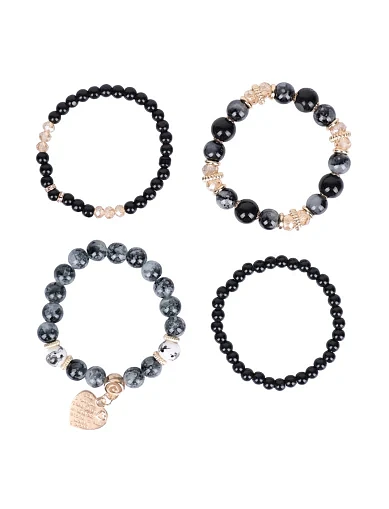 Мікс 4-х браслетів MIRATON чорно-сірі - фото 2 - Miraton