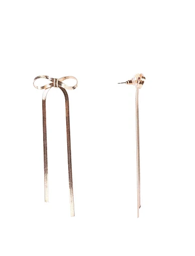 Сережки підвіски в позолоті з бантом(SP-22) - фото 1 - Miraton