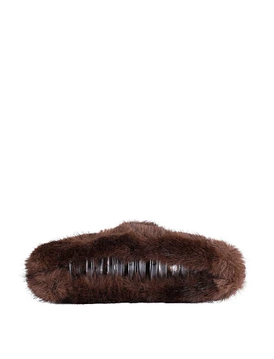 Заколка-краб MIRATON коричневая с мехом - фото 2 - Miraton