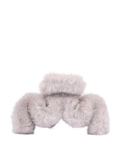 Заколка-краб MIRATON серая с мехом - фото 1 - Miraton