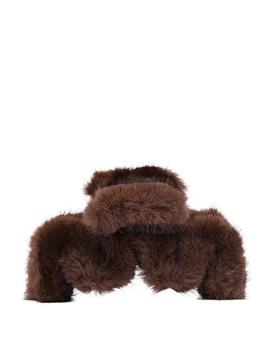 Заколка-краб MIRATON коричневая с мехом - фото 1 - Miraton