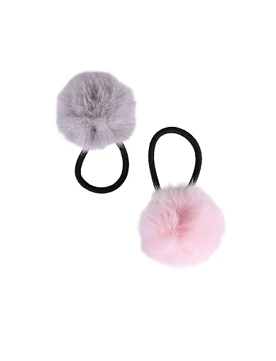 Комплект з 2 резинок MIRATON з хутряним помпоном різнокольорові(PX-41) - фото 1 - Miraton