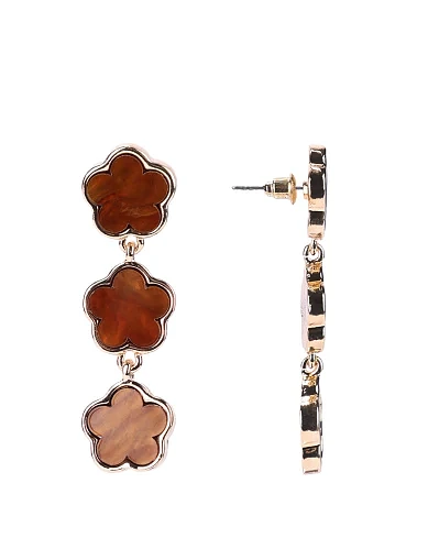 Сережки підвіски бурштиновий конюшина(PX-65) - фото 1 - Miraton