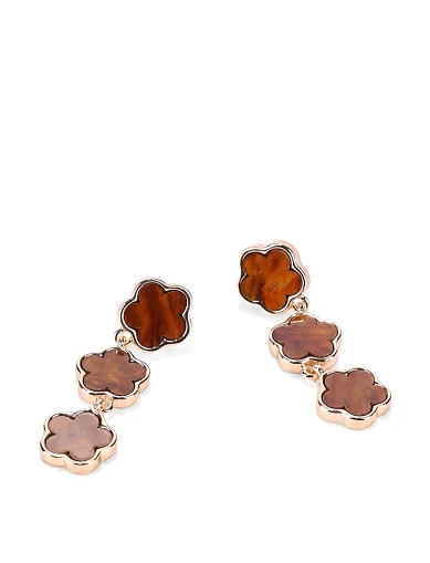 Сережки підвіски бурштиновий конюшина(PX-65) - фото 2 - Miraton