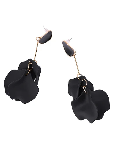 Серьги подвески с черным цветком - фото 2 - Miraton
