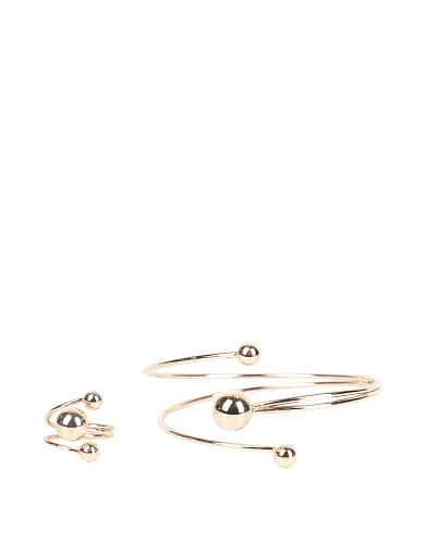 Комплект з каблучки та браслета MIRATON золотистий - фото 1 - Miraton