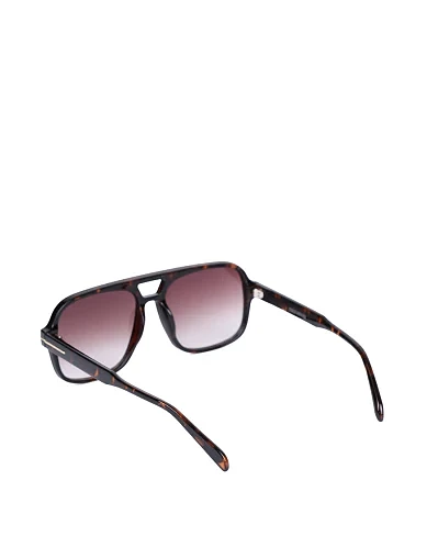 Солнцезащитные очки-маски с градиентом в леопардовой оправе - фото 3 - Miraton